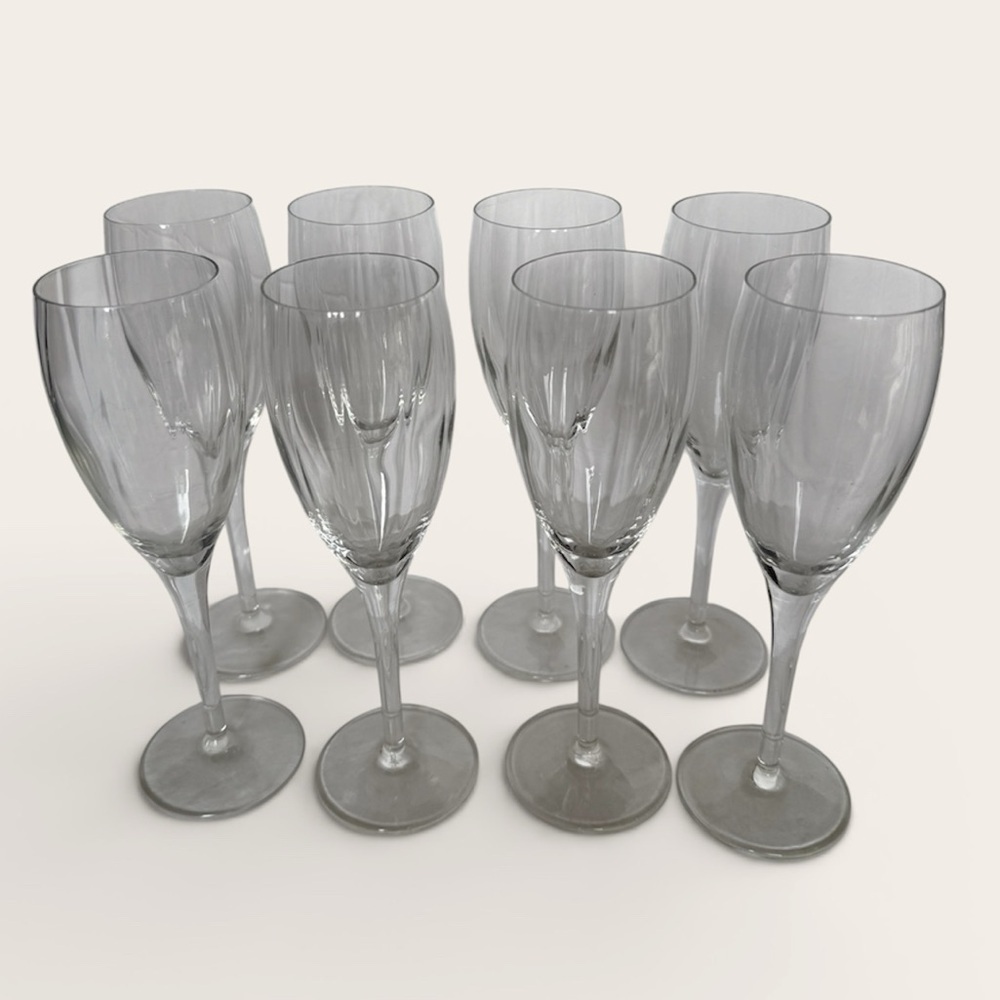 Lenox Allegro Optic Clear Glass Champagne Flutes Set of 8
